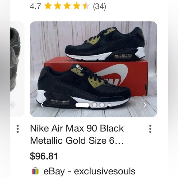 Men’s Nike Air Max 90 BLACK & Gold Clean, CLOSET CLOSES TODAY MONDAY - Picture 2 of 15